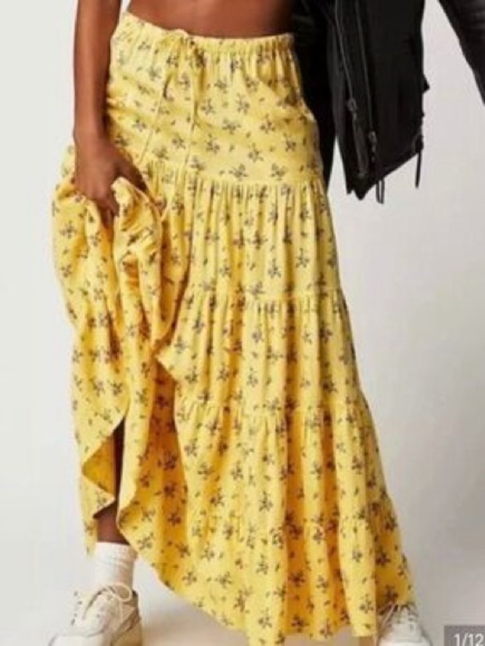 Free People Nova Tiered Maxi Skirt Lemon Combo Size S ~ NWOT - Picture 15 of 15